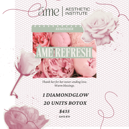 Aesthetic treatment promotion with floral design elements.