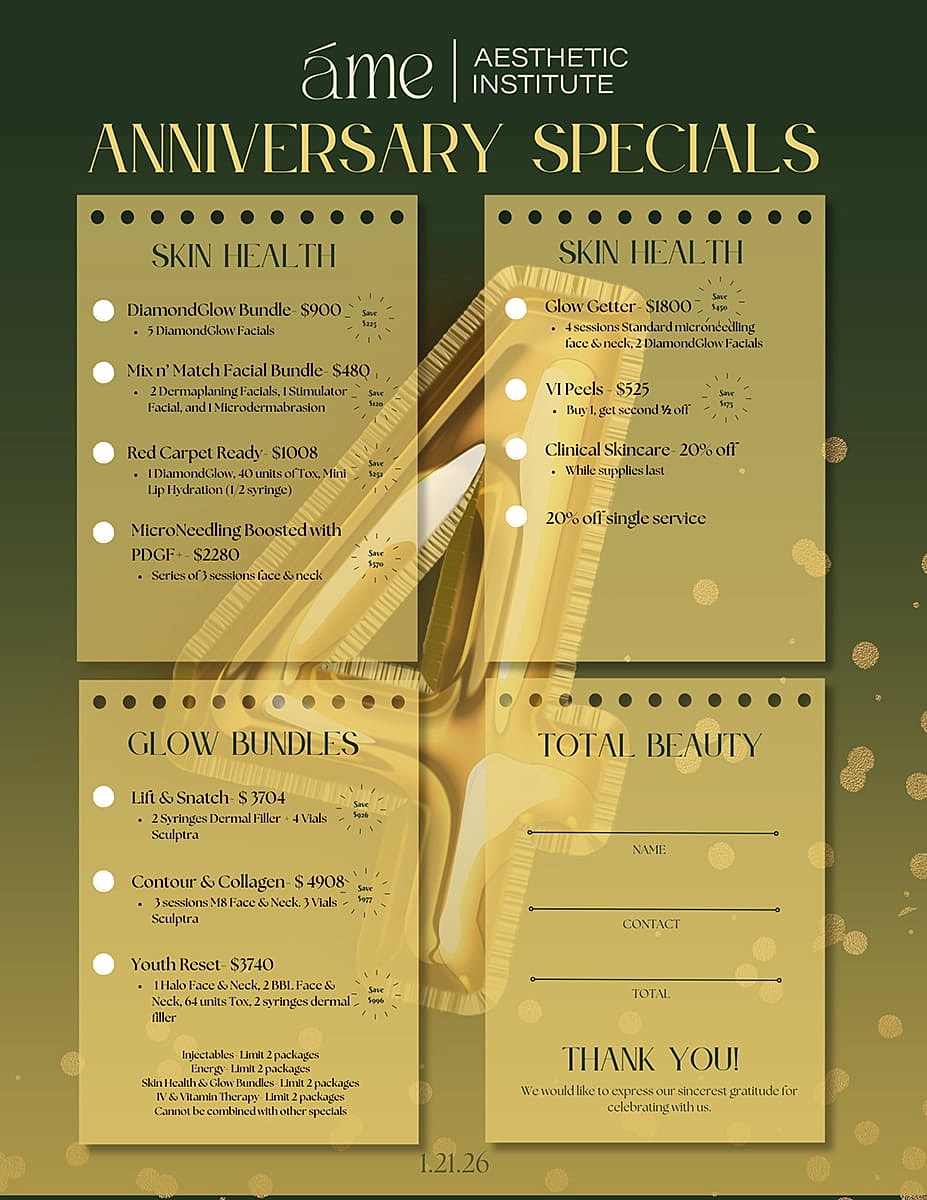 Aesthetic institute anniversary specials promotional flyer